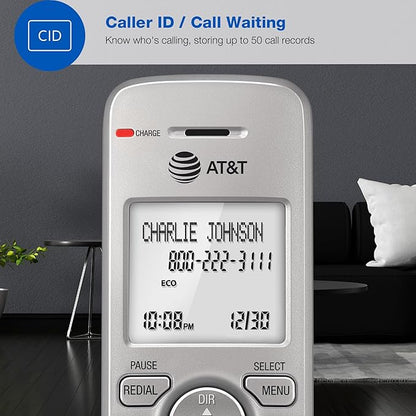 AT&T EL51403 DECT 6.0 4-Handset Cordless Phone with Simulated Full-Duplex Speakerphone, Backlit LCD Display & Lighted Keypad, Caller ID/Call Waiting, Intercom, ECO Mode