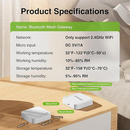GHome G2 Smart WiFi Gateway, WiFi Hub for Smart Locks, Remote Control, G2 Gateway for TT/DD Lock App, 2.4Ghz WiFi, Easy to Set