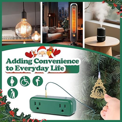 Touch Light Switch Christmas Tree Shaped Decoration Pendant Universal 3-Pin Socket Plug 118.1in Cord Total Power 120V 10A 1200W，Smart Touch Switch for Indoor Home Appliances Christmas Light String