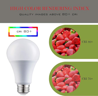 A19 LED Light Bulbs - E26 Base, 60W, 800 Lumens, Soft White 3000K Illumination - Dimmable, Energy Saving Outdoor & Indoor Home, Commercial Lighting - 80+ CRI, 10-Year Life - 24-Pack