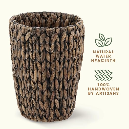 84ECO 2-Pack Black Wicker Trash Cans