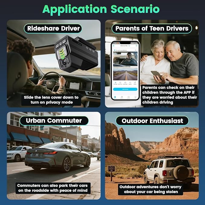 4G LTE Dash Cam Front and Inside, Dual 2K Car Security Camera with Remote Live View, GPS Tracking, Cloud Backup, AI Motion Detection, Sentry Mode, 2-Way Audio, IR Night Vision, OBD, 32GB Card