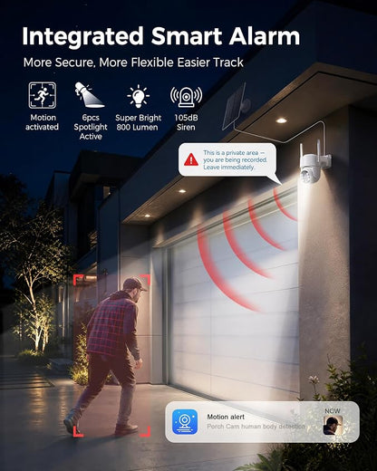 4MP Security Cameras Wireless Outdoor, No Subscription 128GB Local Storage, Solar Powered Cameras For Home Security, PTZ Auto Tracking, 4Cam-Kit, Color Night Vision Home Security Camera System,5G&2.4G