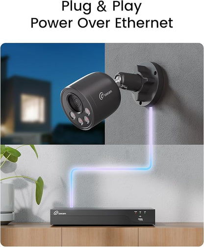 Loocam 16CH 8MP Home Security Camera System, 8pcs Wired Outdoor PoE IP Cameras with AI Detection, 4K 16CH NVR Security System with 4TB HDD for 24/7 Recording, UHD Night Vision, Plug & Play