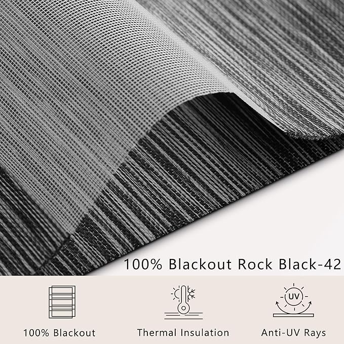 Bringnox Smart Motorized Zebra Roller Blinds - 100% Blackout, Remote Control, Works with HomeKit, Google Home & Alexa via Hub, Custom Size(100% Blackout Rock Black-42)