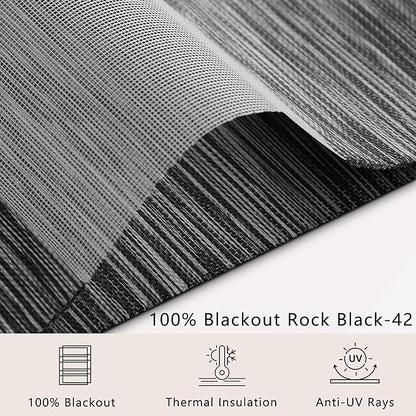 Bringnox Smart Motorized Zebra Roller Blinds - 100% Blackout, Remote Control, Works with HomeKit, Google Home & Alexa via Hub, Custom Size(100% Blackout Rock Black-42)
