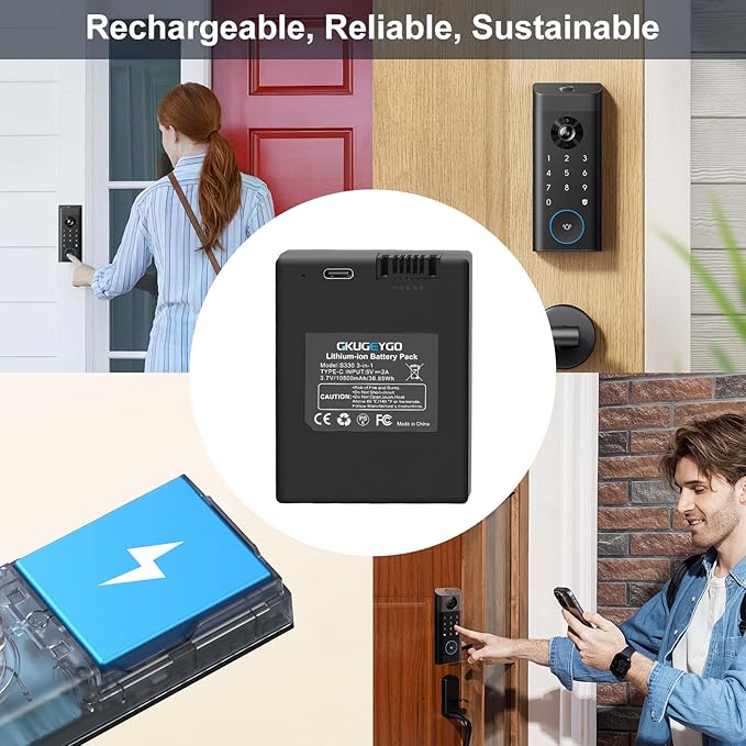 Security Rechargeable Battery for eufy S330 S230 S220 E330 Video Smart Lock 3-in-1 and Smart Drop, 10500mAh Li-ion Replacement Battery Compatible with eufy S330