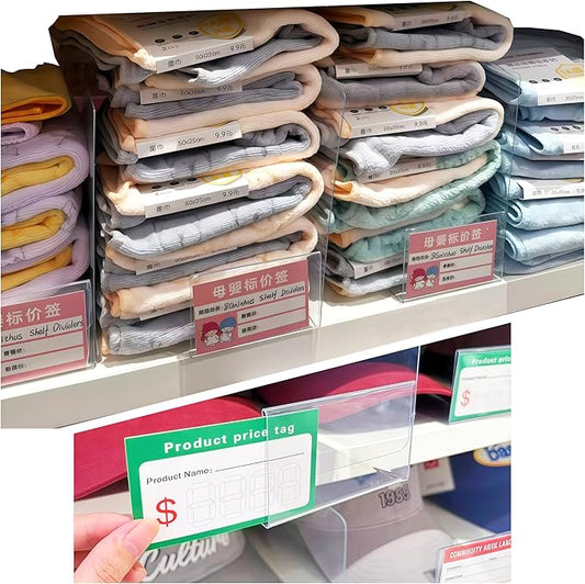 20 Pcs 30 * 12CM 1MM Separator Shelf Dividers Warehouse Shelf Isolation Board PVC Shelf Label for Supermarket Clothing Cabinet Storehouse Shelf