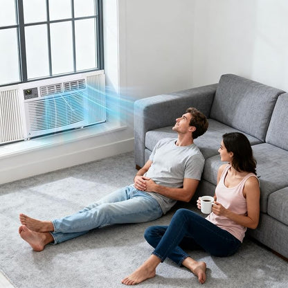 12000 BTU Window Air Conditioner, Smart WiFi AC Unit with Remote & App Control, Heavy Duty Cooling for Large Rooms up to 550 Sq. Ft., Energy Saving Mode, 4-Way Air Direction, White