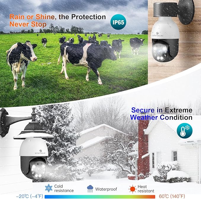 SYMYNELEC Light Bulb Security Camera Outdoor Waterproof, 2.4GHz WiFi