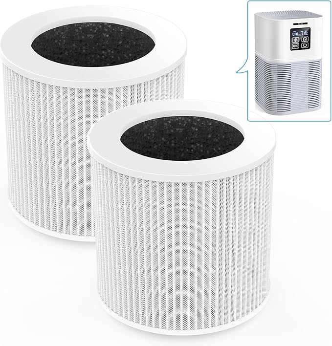 Air Purifier, Home Air Cleaner For Bedroom Large Room up to 600 sq.ft, VEWIOR H13 True HEPA Air Filter for Pets Dander Odor Dust Smoke Pollen (A1+ 2 Pack Filters)…