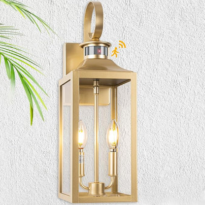 20" Motion Sensor Outdoor Light, Dusk to Dawn Farmhouse Porch Wall Lanterns