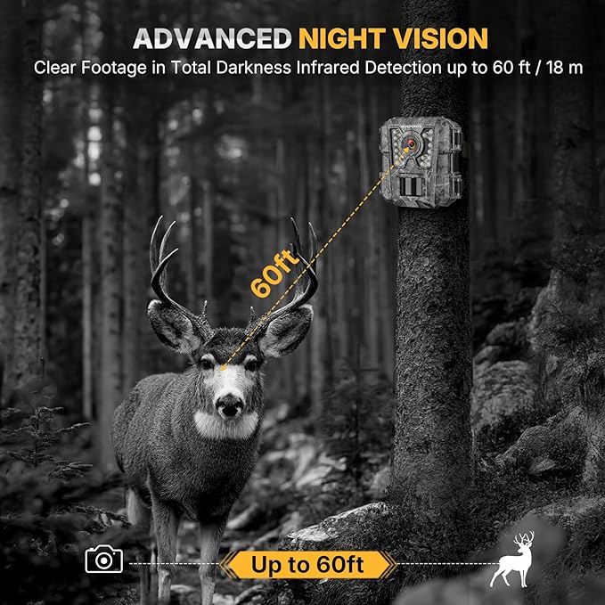 WOSPORTS Mini Trail Camera 2 Pack 24MP 1080P HD Trail Cam with Night Vision Motion Activated Game Camera for Outdoor Wildlife Monitoring