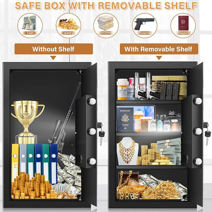 [23.6" Tall] Large Safe Box with Fireproof Bag for Home Use