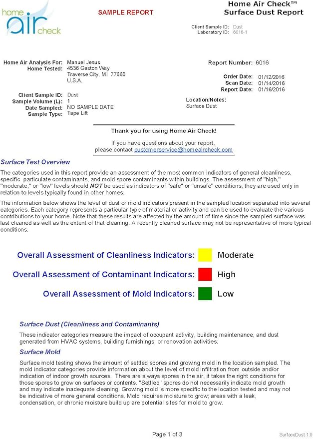 Surface Dust, VOCs, & Active Mold Tests - Indoor Air Quality by Home Air Check