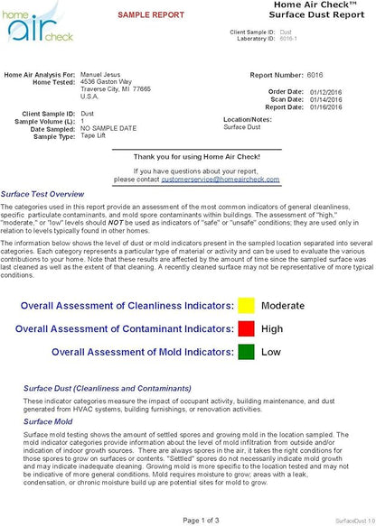 Surface Dust, VOCs, & Active Mold Tests - Indoor Air Quality by Home Air Check