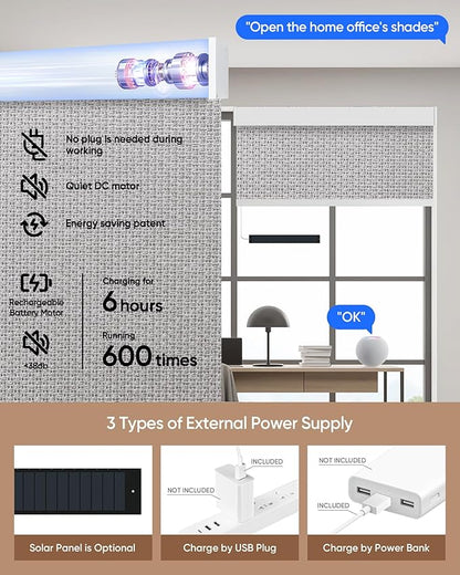 Kincmo Motorized Blinds with Remote,100% Blackout Motorized Roller Shades Work with Apple Homekit,Alexa,Google, Custom Electric Blinds with App,Voice Control (Groove Grey)