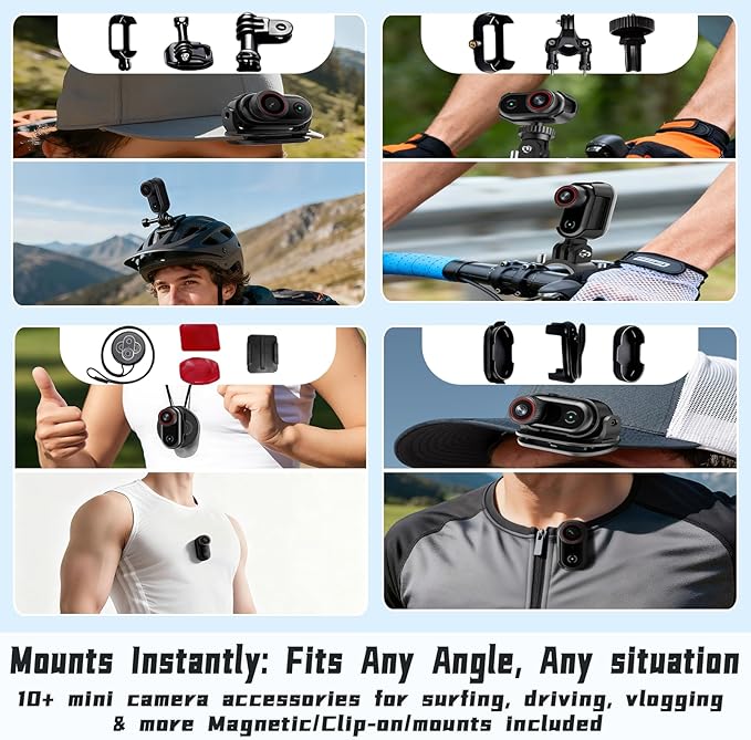 4k Sports Action Camera, Mini Body Camera with Audio and Video Recording, Wearable Action Body Cam, Thumb Size Pov Camera Magnetic Back Clip, Camcorder for Cycling,Travel,Pet,Vlogging (128 GB)