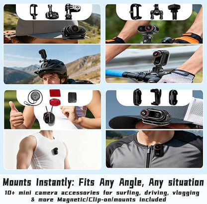 4k Sports Action Camera, Mini Body Camera with Audio and Video Recording, Wearable Action Body Cam, Thumb Size Pov Camera Magnetic Back Clip, Camcorder for Cycling,Travel,Pet,Vlogging (128 GB)