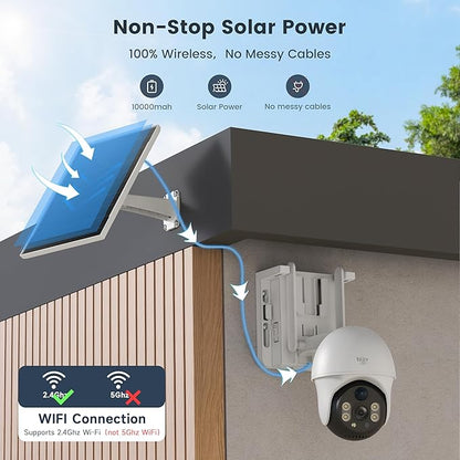 4G LTE Cellular Security Camera Wireless Outdoor,4MP Solar Powered No WiFi Security Camera, Color Night Vision, Smart Detection,Two Way Audio,Local/Cloud Storage(White) (P15N)