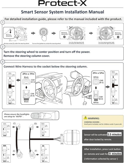 Protect-X, Fits for Camry 2026 2025 2024, with Valet Mode, Plug & Play Smart Sensor System, Anti-Theft for Wheels, Catalytic Converter, Window Breakage Protection & Power Window Controller