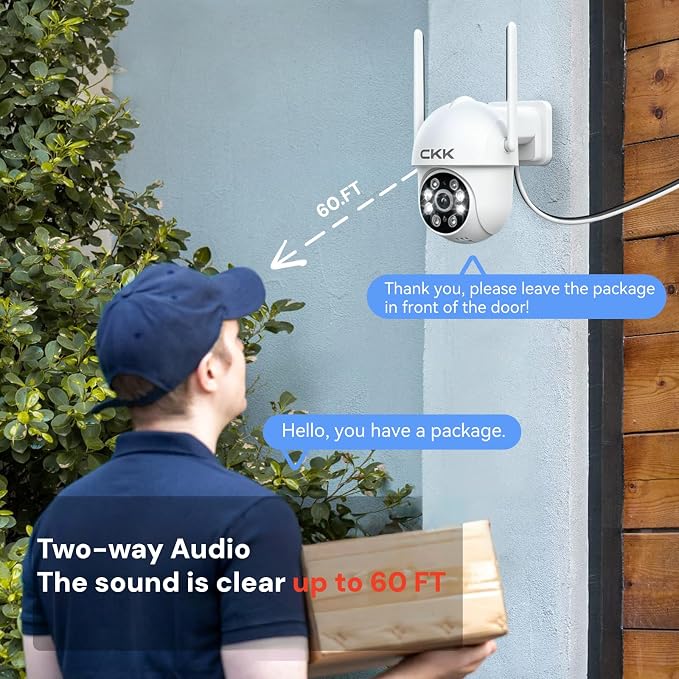 CKK 2K Security Camera Outdoor Corded Power, WiFi Wireless Security Cameras