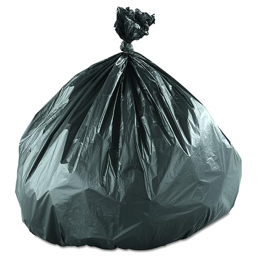 Inteplast Group high-Density interleaved Commercial can Liners, 45 gal, 16 microns, 40" x 48", Black, 25 Bags/roll, 10 Rolls/Carton