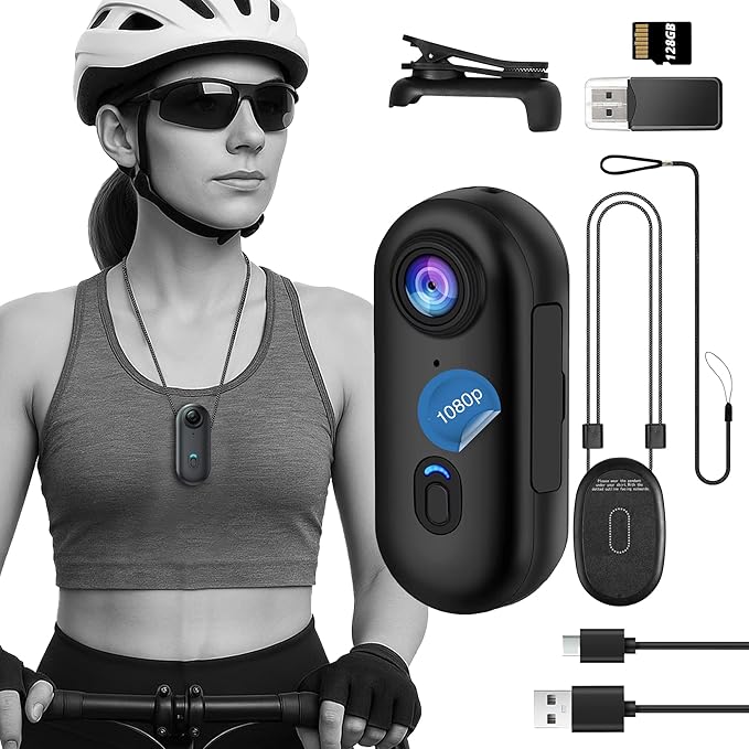 TIROL SUPPLIES 1080 FHD Mini POV Body Camera with Magnetic Lanyard, MP4 Recording, App Viewing, USB Rechargeable – Compact Portable Mount Anywhere for Cycling, Hiking, Work and Everyday Use. 128GB