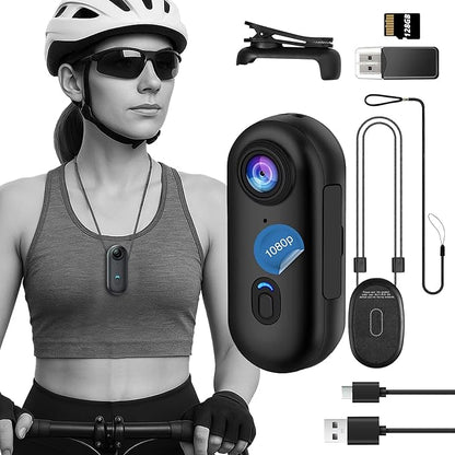 TIROL SUPPLIES 1080 FHD Mini POV Body Camera with Magnetic Lanyard, MP4 Recording, App Viewing, USB Rechargeable – Compact Portable Mount Anywhere for Cycling, Hiking, Work and Everyday Use. 128GB