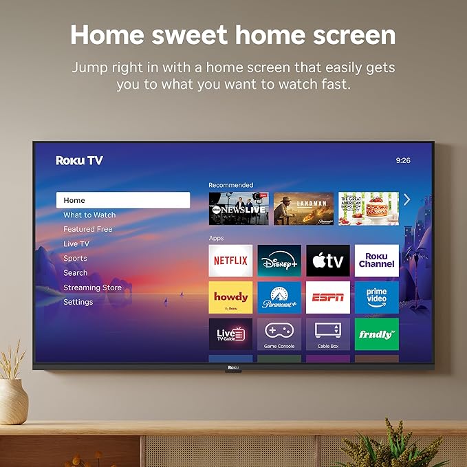 Roku Smart TV 2026 – 40-Inch Select Series, 1080p Full HD TV – Roku TV with Voice Remote – Flat Screen LED Television with Wi-Fi for Streaming Live Local News Sports & Movies, Bluetooth Headphone Mode