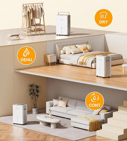 4000 sq.ft Dehumidifier for Basement, 45 Pint Dehumidifiers for Home with Drain Hose, WPSOERT Smart Compressor Dehumidifies for Large Room, Bedroom, 3 Modes, Intelligent Humidity Control, Auto Defrost