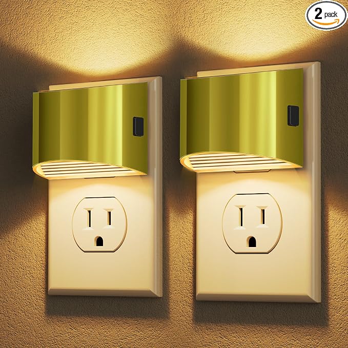 DORESshop Night Light, Night Lights Plug into Wall, Adjustable, 3000K | 3 Level Brightness Adjustable Plug in Night Light, Dusk to Dawn Sensor, Nightlights for Adults, Bedroom, Bathroom, 2 packs