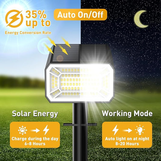 Solar Spot Lights Outdoor Waterproof IP65, [8 Pack/100 LED/4 Modes] 2-in-1 Solar Landscape Spotlights, Auto On/Off High Lumens Spot Lights for Yard Garden Pathway(Cool White)