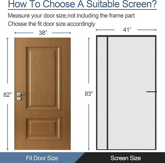 Upgraded Magnetic Screen Door Thicker 255g/㎡ Reinforced Mesh,Reversible Left Right Side Opening,Fit Door Size 38 x 82 Inch,Retractable Door Screen Magnetic Closure,Door Curtain for Single Front Door