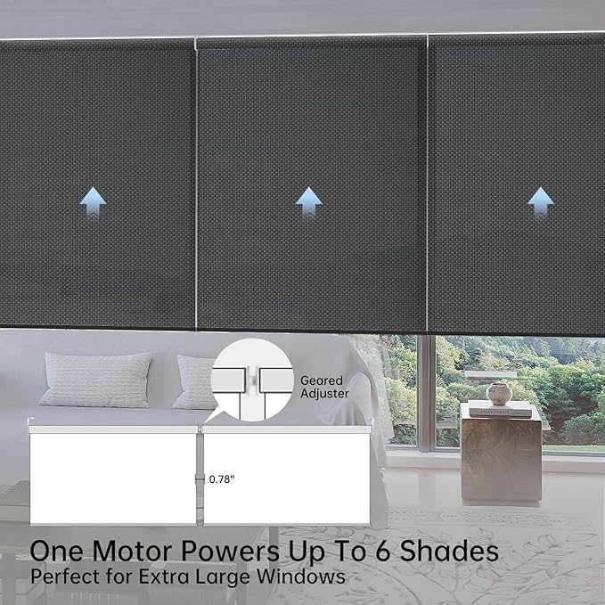 Motorized Coupled Shades, Falme Resistant Smart Solar Shades for Large Windows Automatic Blinds Compatible with Alexa, Electric Roller Blinds Customized for Home Office(5% Openness Black)