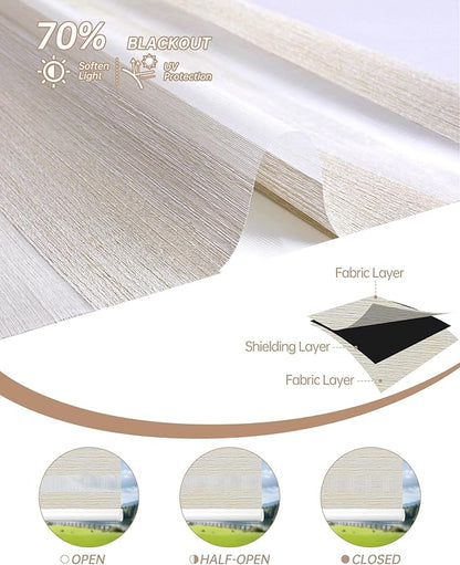 Kincmo Motorized Blinds with Remote, Motorized Zebra Shades Work with Apple Homekit,Alexa,Google Home, Customized Electric Blinds with Remote,App,Voice Control (70% Blackout Galaxy Beige)