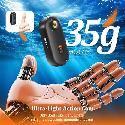 Body Camera 4K, Mini Action Camera WiFi (32GB), Compact POV Cameras with Waterproof Case, Wearable Thumb Sports Snapcam,Small Bodycam for Vlogging Skiing Snowboarding Running Motorcycling Horse Riding