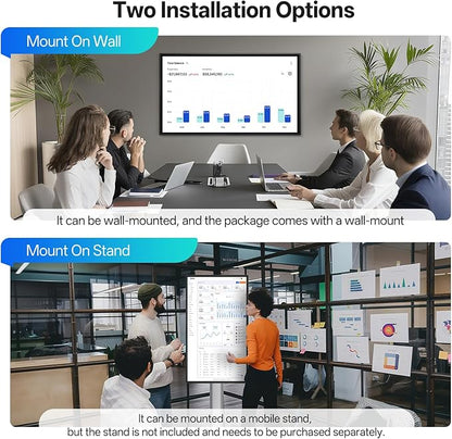 JAV Smart Board 55 Inch,Electronic Interactive Smartboard for Classroom Office Home, Screen Mirroring from Android OS Board for Presention Annotation Live Streaming (Wall Mount Included)