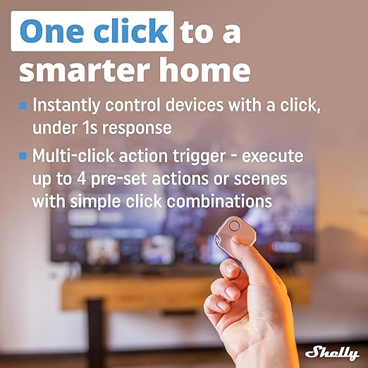 Shelly BLU Button1 White | Bluetooth-Operated Action and Scenes Activation Button | Home Automation | iOS Android App | No Hub Required | Long Battery Life | LED Indication | Buzzer | Broad Range