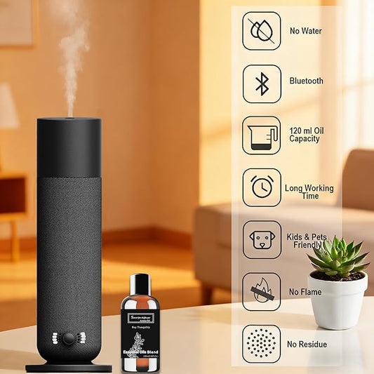 Smart Waterless Essential Oil Diffuser, Scent Air Diffuser with Roy Tranquility Oil Set for Homes Offices Hotels, Covers Up to 1000 Sq.Ft, Adjustable Mist & Timer