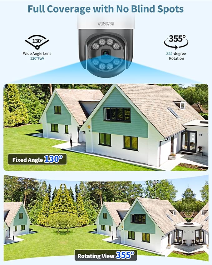 《4K/8.0 Megapixel & Smart Auto Tracking》Wired PTZ Security Camera System, 4K POE Cameras Systems for Home Video Surveillance DVR Kits