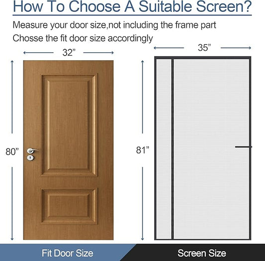Okayavo Upgraded Magnetic Screen Door Thicker 255g/㎡ Reinforced Mesh,Reversible Left Right Side Opening,Fit Door Size 32 x 80 Inch,Retractable Mosquito Net for Door,Mesh Insect Screens not of Metal