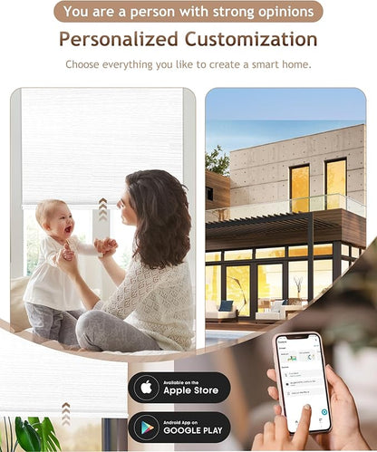 Motorized Blinds with Remote: Kincmo 100% Blackout Roller Shades Work with Apple Homekit,Alexa,Google Home, Customized Electric Blinds with App,Voice Control (100% Blackout Serene White)