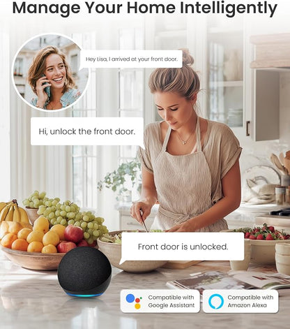 DESLOC C100 Plus Smart Lock with keypad, Built-in WiFi, Visual Display | Keyless Entry Deadbolt with App Control, 100 PIN Codes, IP54 Waterproof, For home & Rental Use, BHMA Grade 3, Black