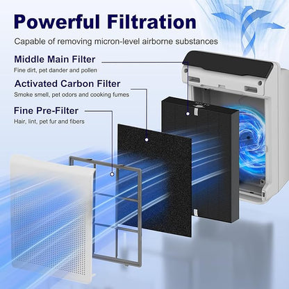 4 Pack 115115 Smoke Remover Replacement Filter A for Winix PlasmaWave Air Purifier C535 5300 5300-2 6300 6300-2 P300 AM90 9000 5000 5000B C909 9800, High Efficiency Size 21 Filter, Black