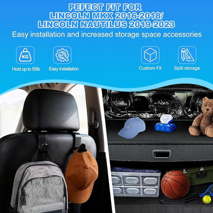 AUXKO Retractable Cargo Cover for Lincoln MKX 2018-2016, Trunk Cargo Cover Luggage Security Shade Cover for Lincoln Nautilus 2023-2019 Shielding Shade Anti-Peeping Luggage Privacy Screen, Carbon Fiber