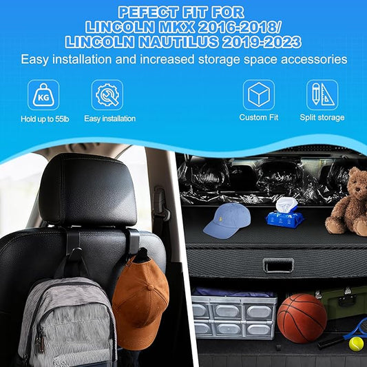 AUXKO Retractable Cargo Cover for Lincoln MKX 2018-2016, Trunk Cargo Cover Luggage Security Shade Cover for Lincoln Nautilus 2023-2019 Shielding Shade Anti-Peeping Luggage Privacy Screen, Carbon Fiber