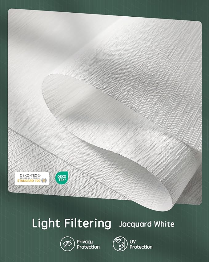 Yoolax Motorized Shades Dual Control, MotionFlex Motorized Roller Shades with App & Manual Control, Pull Down Automatic Shades for Indoor Windows, Custom Size(Light Filtering Jacquard White)