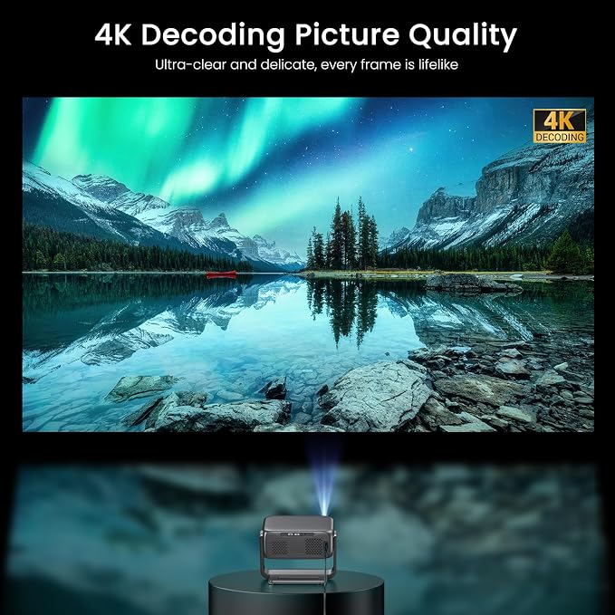 HAPPRUN 2000 ANSI Google TV Built-in Outdoor Video Projector with WiFi 6 and Bluetooth 5.2, Smart Projector, 4K Decoding, Auto Focus, Dolby Sound, Built-in Speakers, Home Theater Projector with Apps