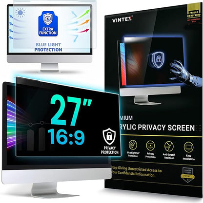 Acrylic 27 Inch Computer Privacy Screen Filter Compatible with 27 inch iMac (2012-2020) - 24.1" x 15.1" (612 x 384mm) - Monitor Frame Hanging Type